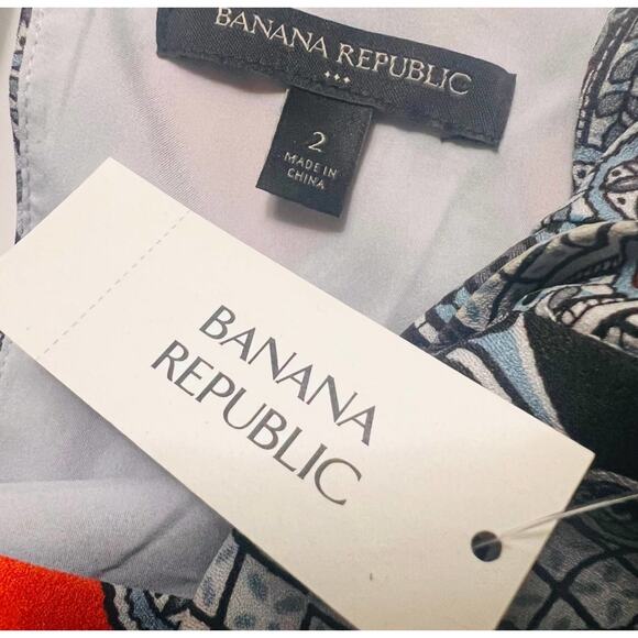 Banana Republic Abstract Print Cap Sleeve Shift Dress Size 2 NWT - Picture 3 of 6